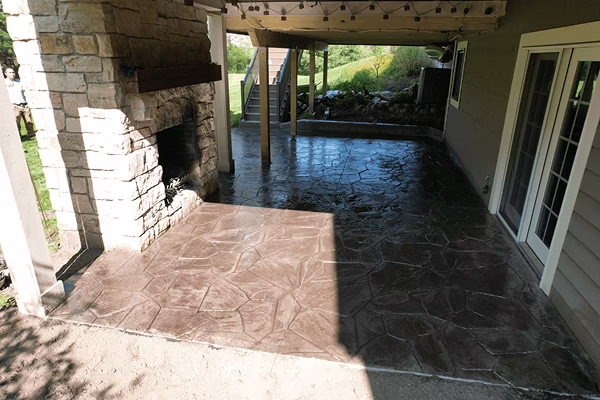Decorative stamped concrete patio in Grand Rapids Michigan