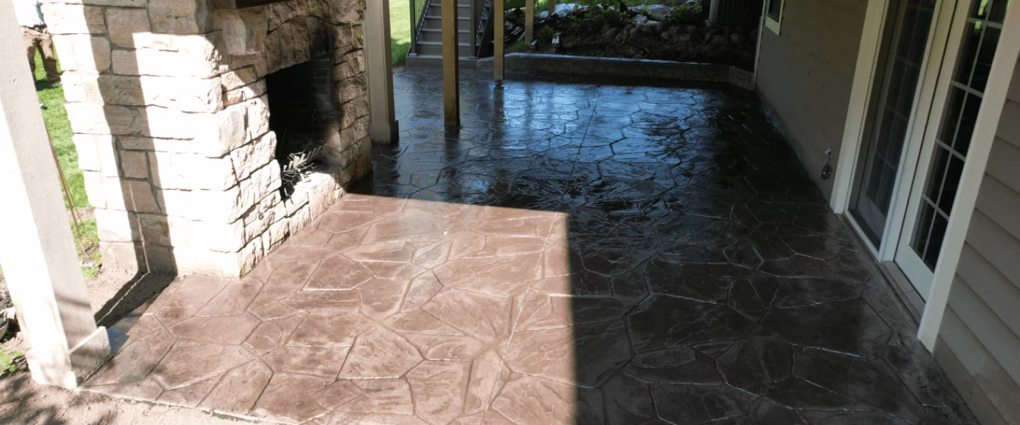 Decorative stamped concrete patio in Grand Rapids Michigan