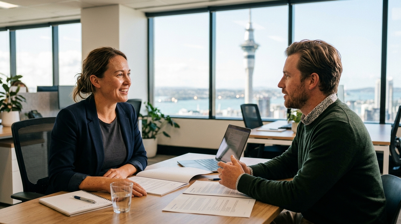 Professional advisor meeting a client — Jelly Digital AEO