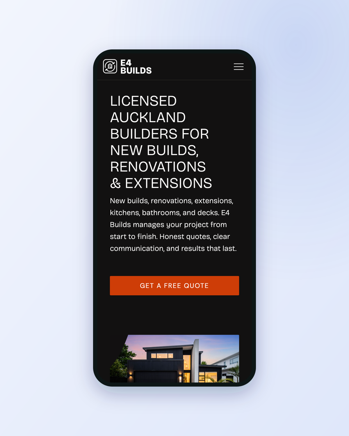 E4 Builds website on mobile, Jelly Digital case study