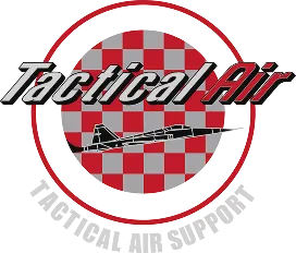 a logo with a red and white checkered circle and a plane