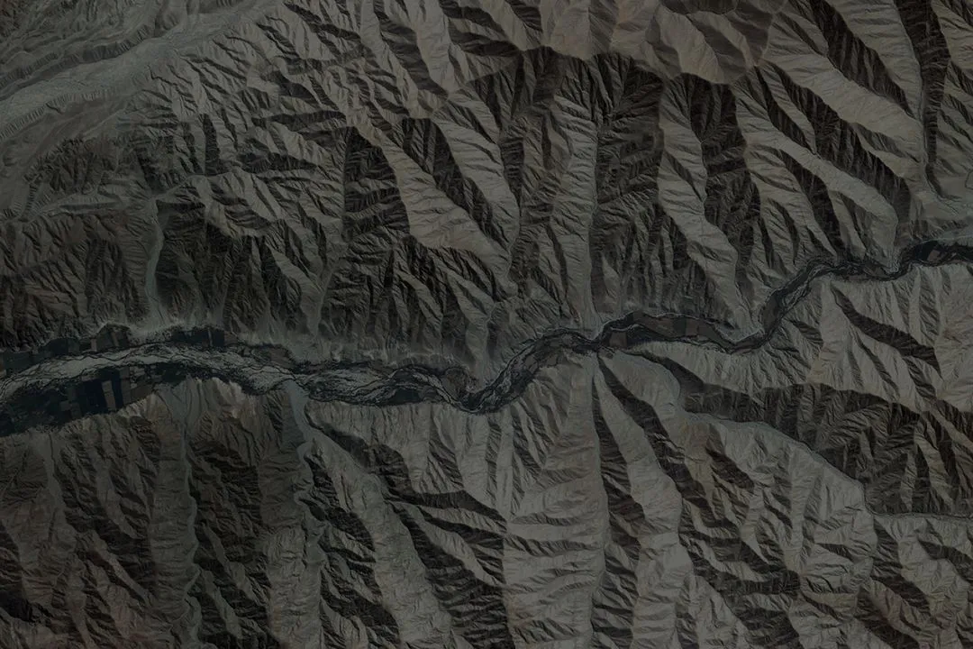 Black and white topographic map