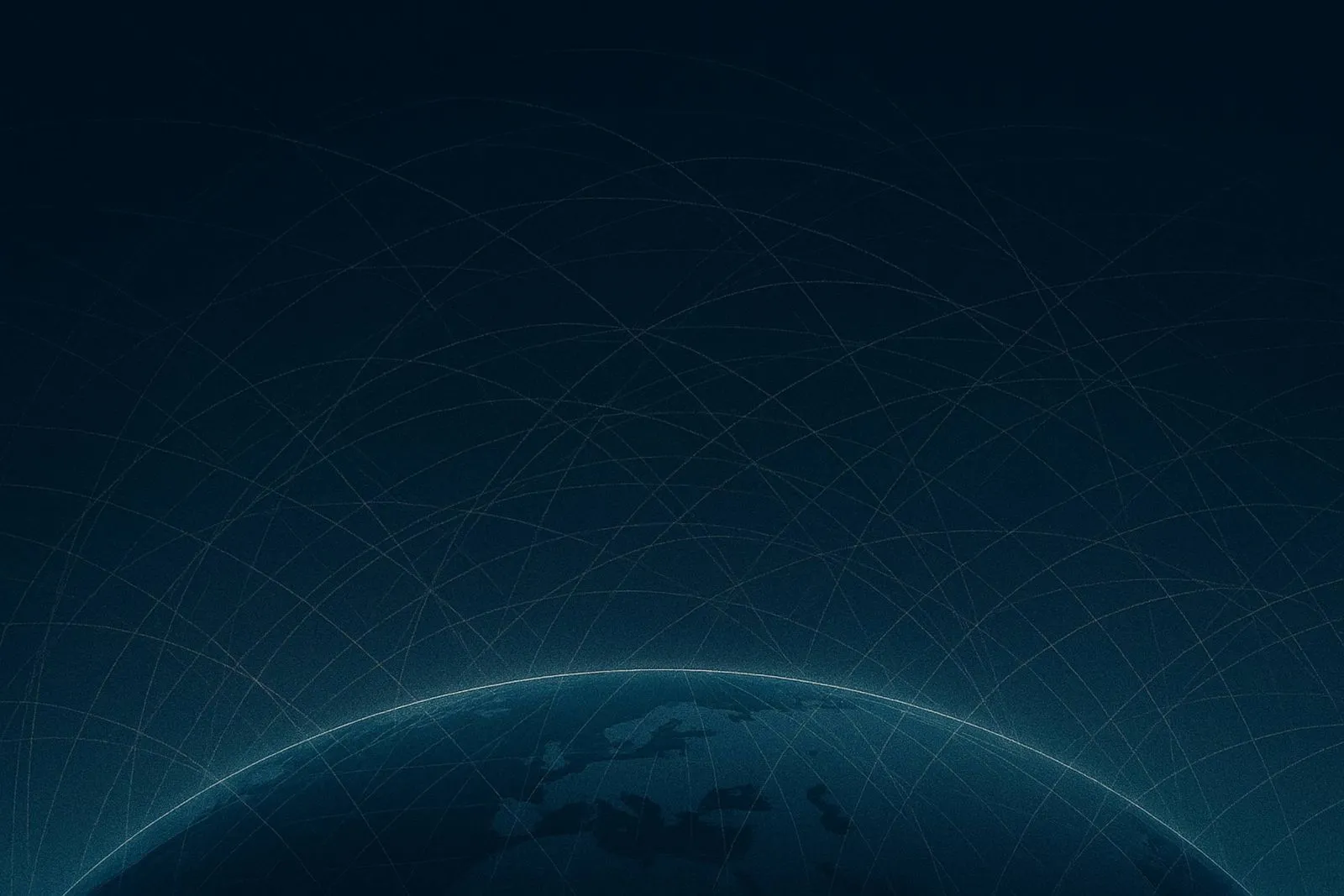 Illustration of globe edge with abstract international flight paths