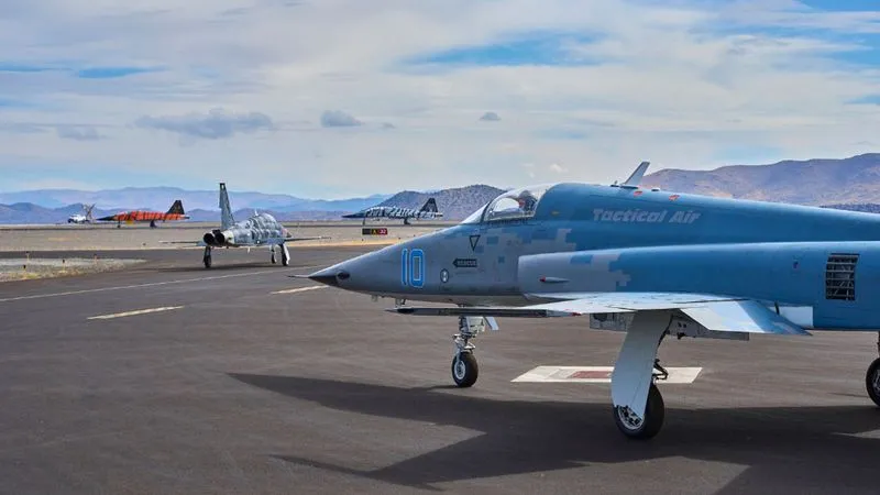 F5 on tarmac with runway behind