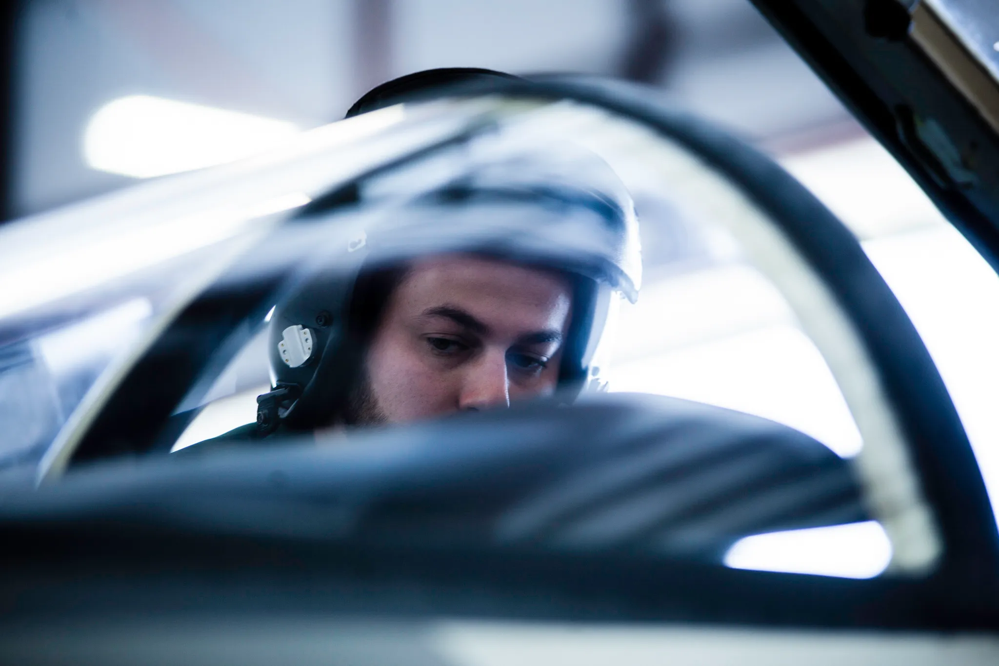 Pilot in the cockpit of F5