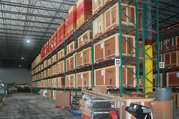 TALON parts warehouse with boxes on shelves