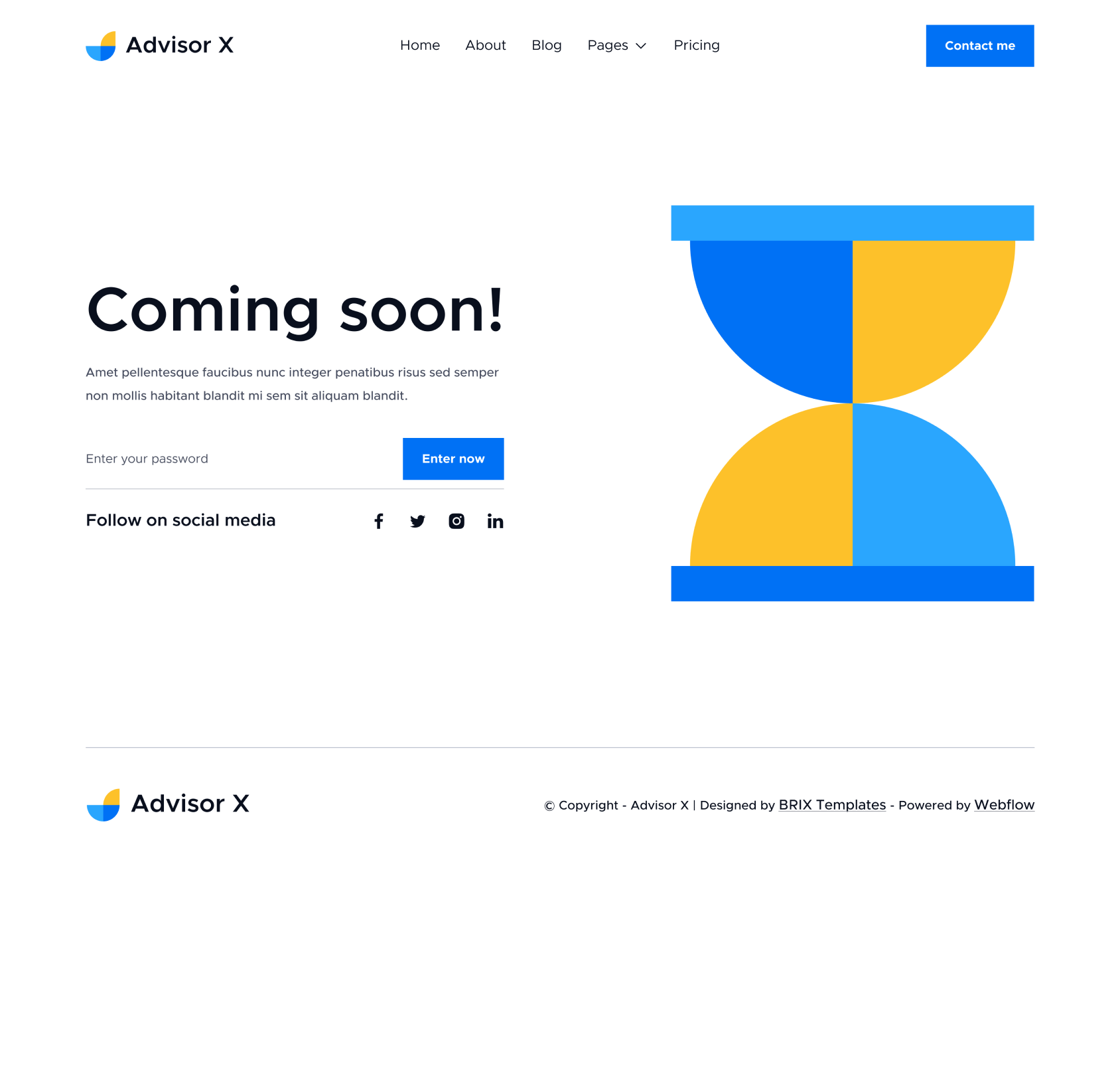 Advisor X - Coming Soon Hero Page - Business Consultant Webflow Template