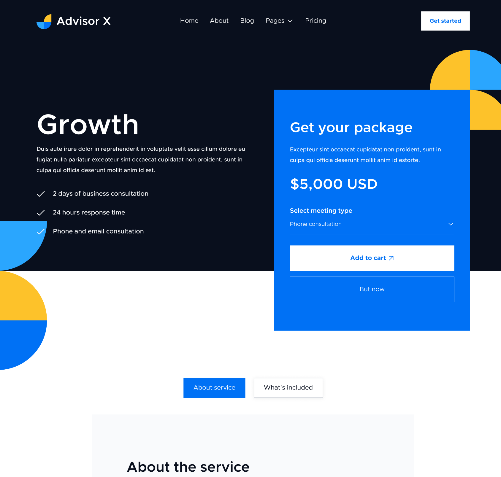 Advisor X - Package Single Hero Page - Business Consultant Webflow Template