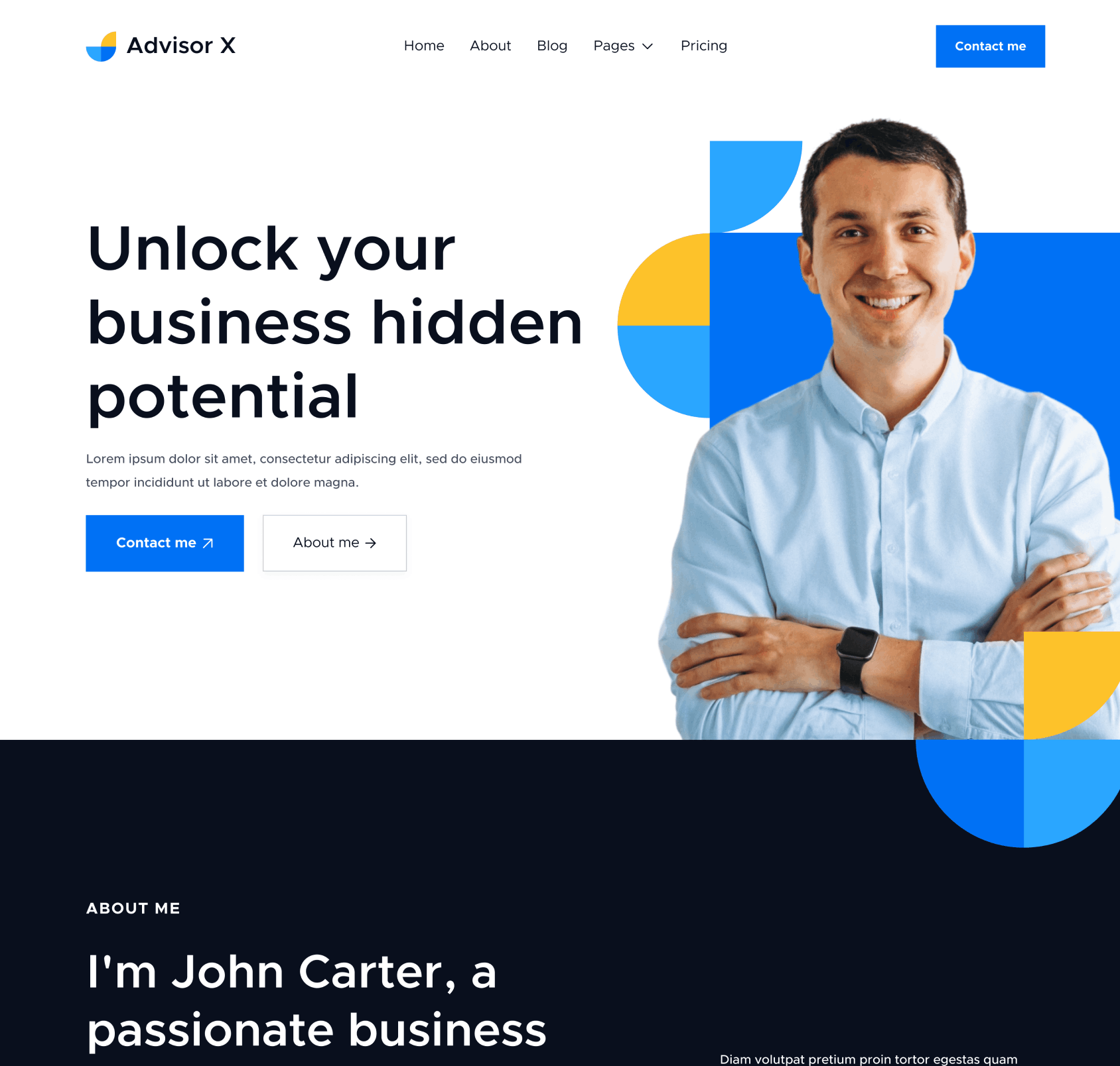 Advisor X - Home V1 Hero Page - Business Consultant Webflow Template