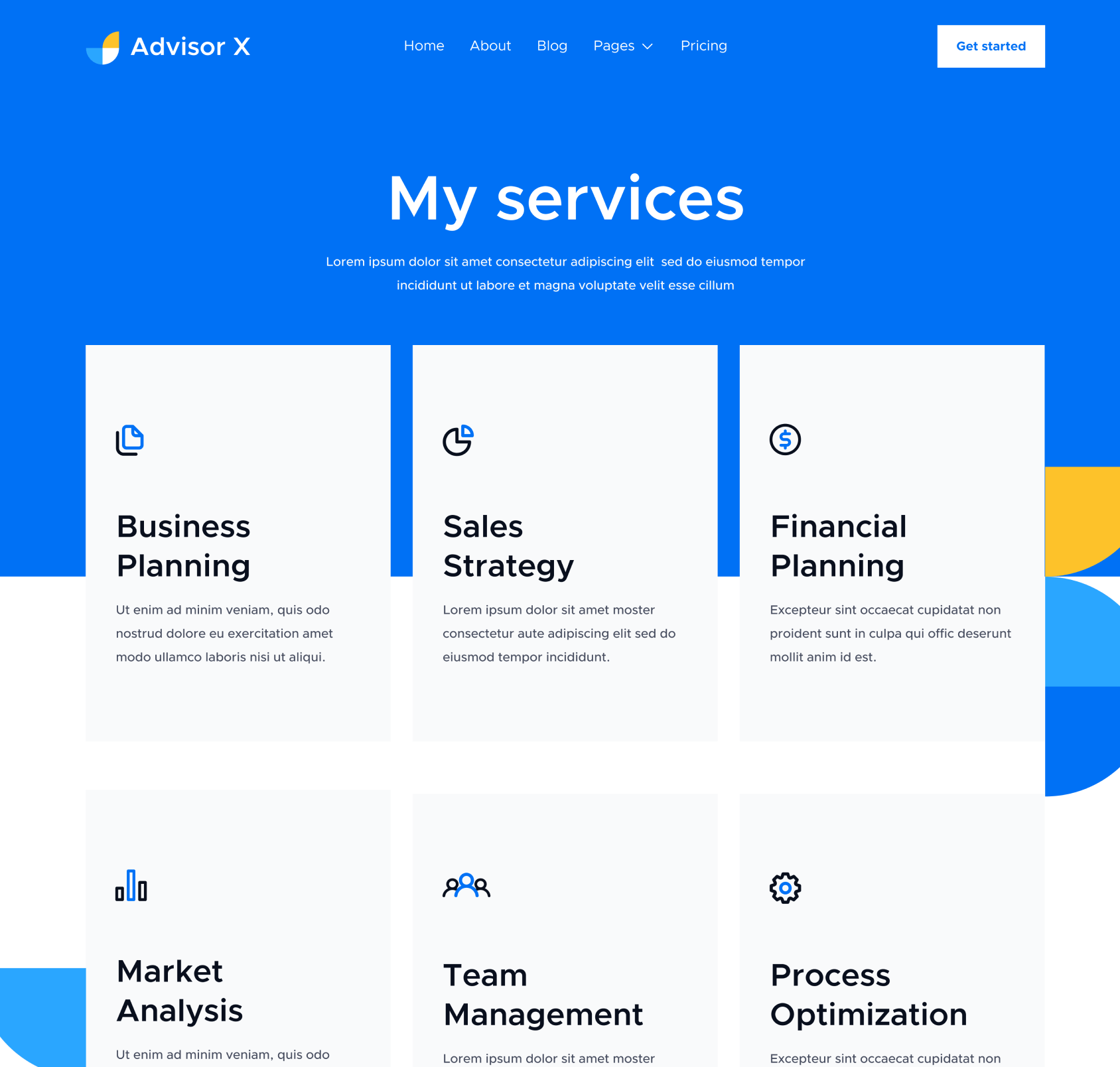 Advisor X - Services Hero Page - Business Consultant Webflow Template