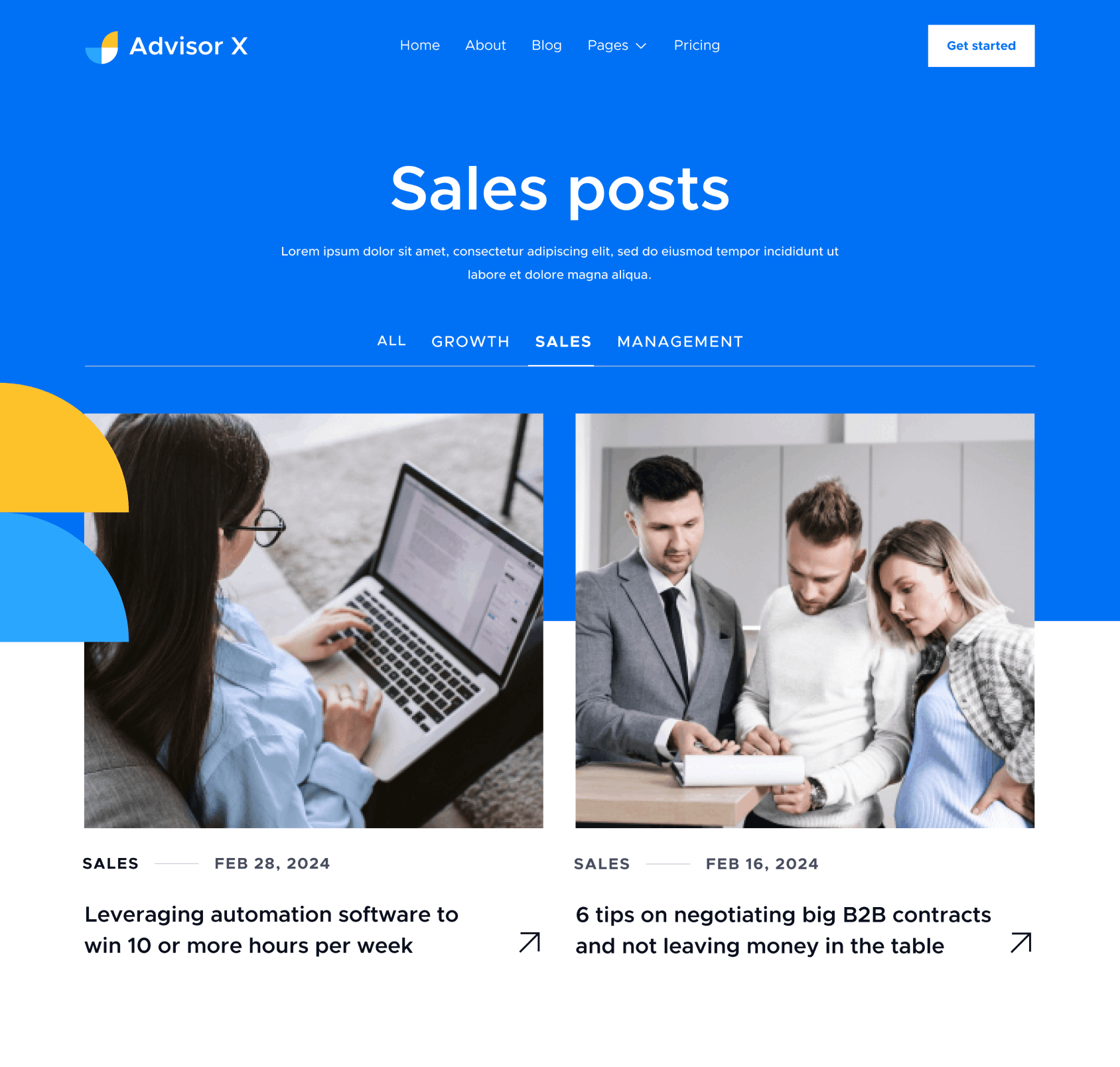 Advisor X - Blog Category Hero Page - Business Consultant Webflow Template