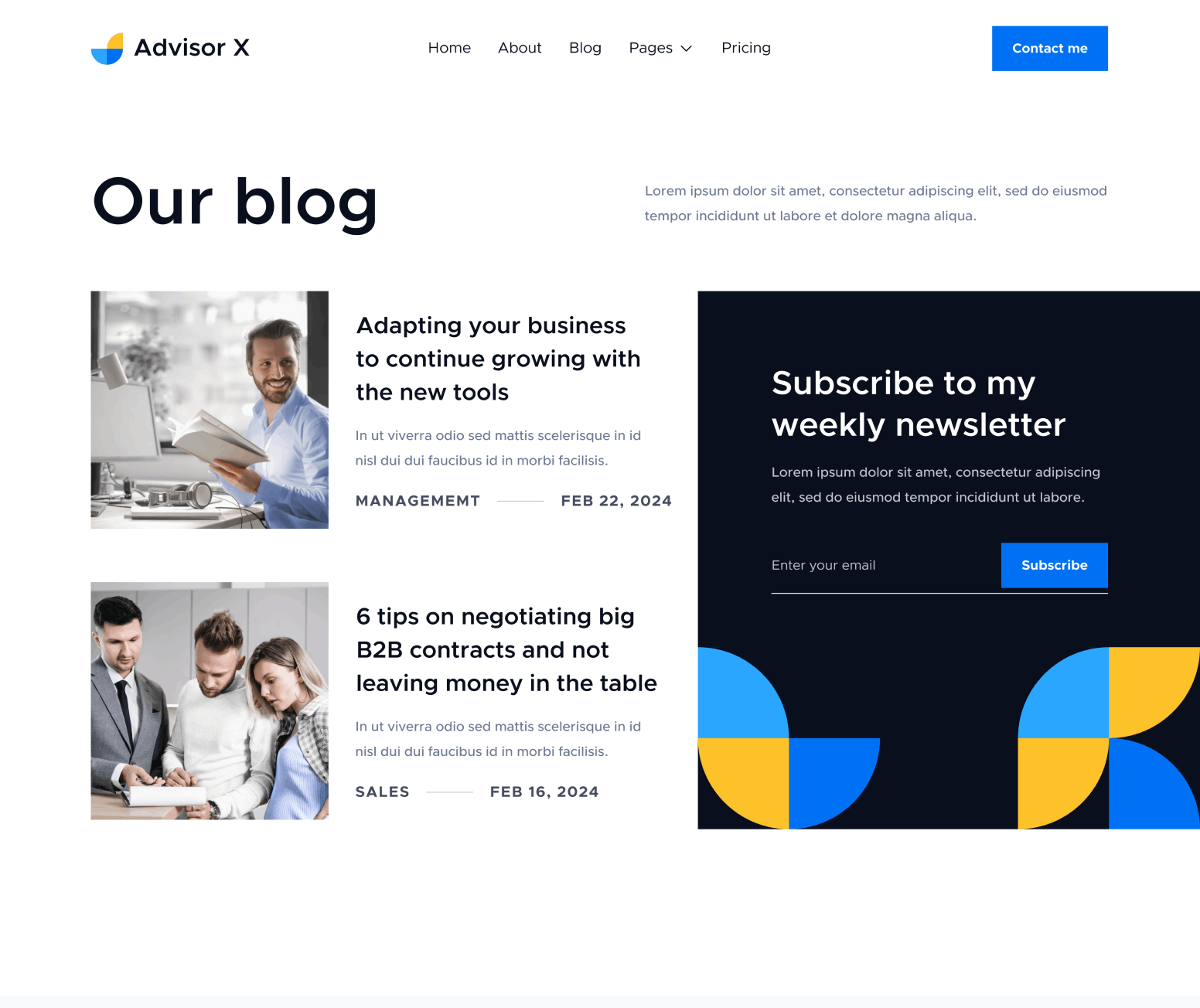 Advisor X - Blog V3 Main Page - Business Consultant Webflow Template