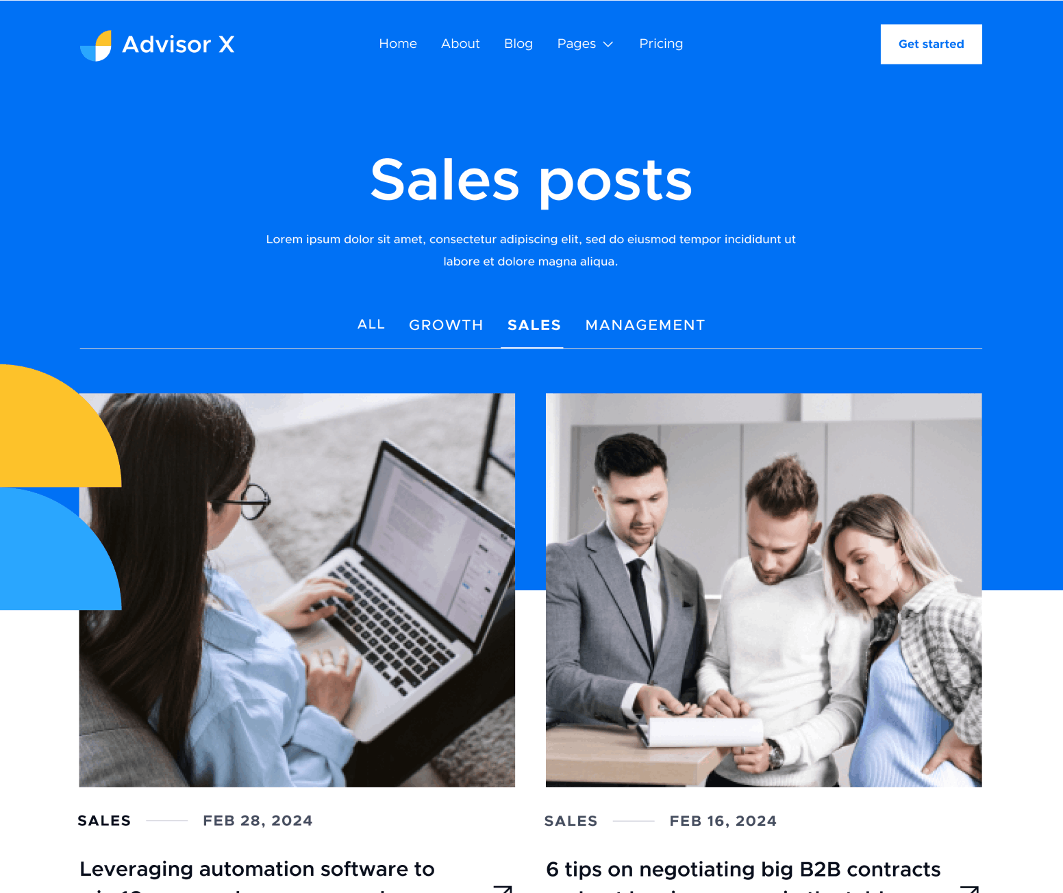 Advisor X - Blog Category Main Page - Business Consultant Webflow Template
