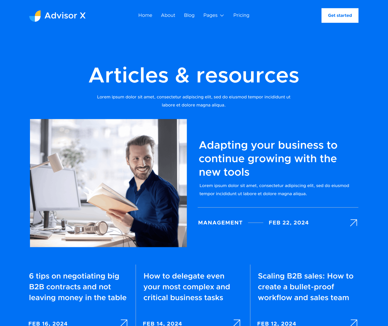 Advisor X - Blog V1 Main Page - Business Consultant Webflow Template