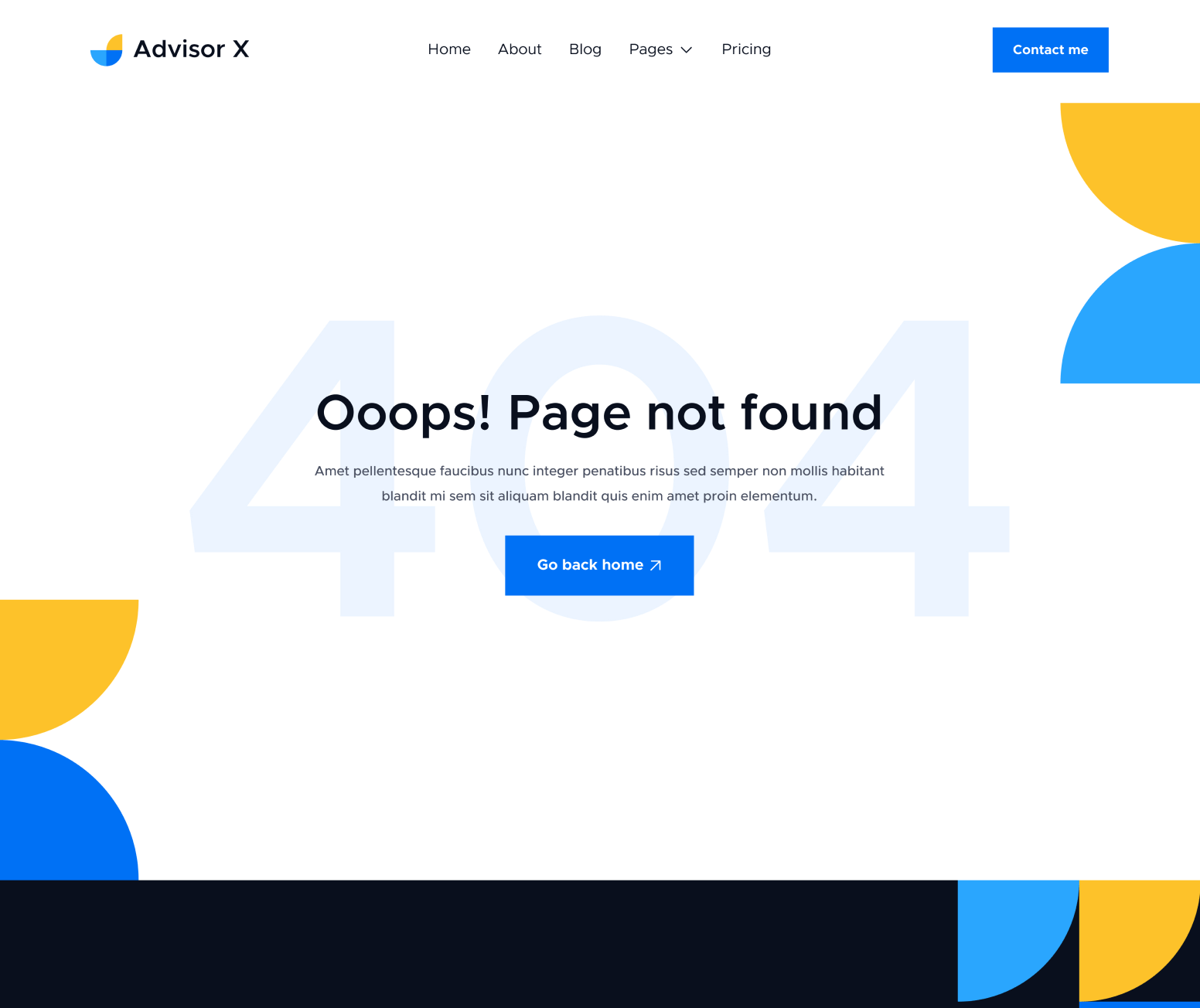 Advisor X - 404 Not Found Utility Page - Business Consultant Webflow Template