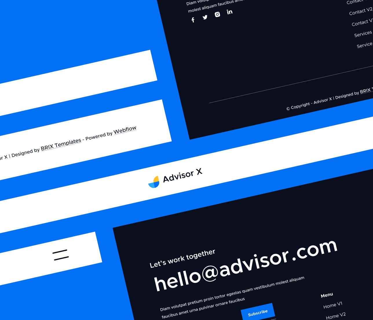 Advisor X - 3 Headers And Footers - Business Consultant Webflow Template