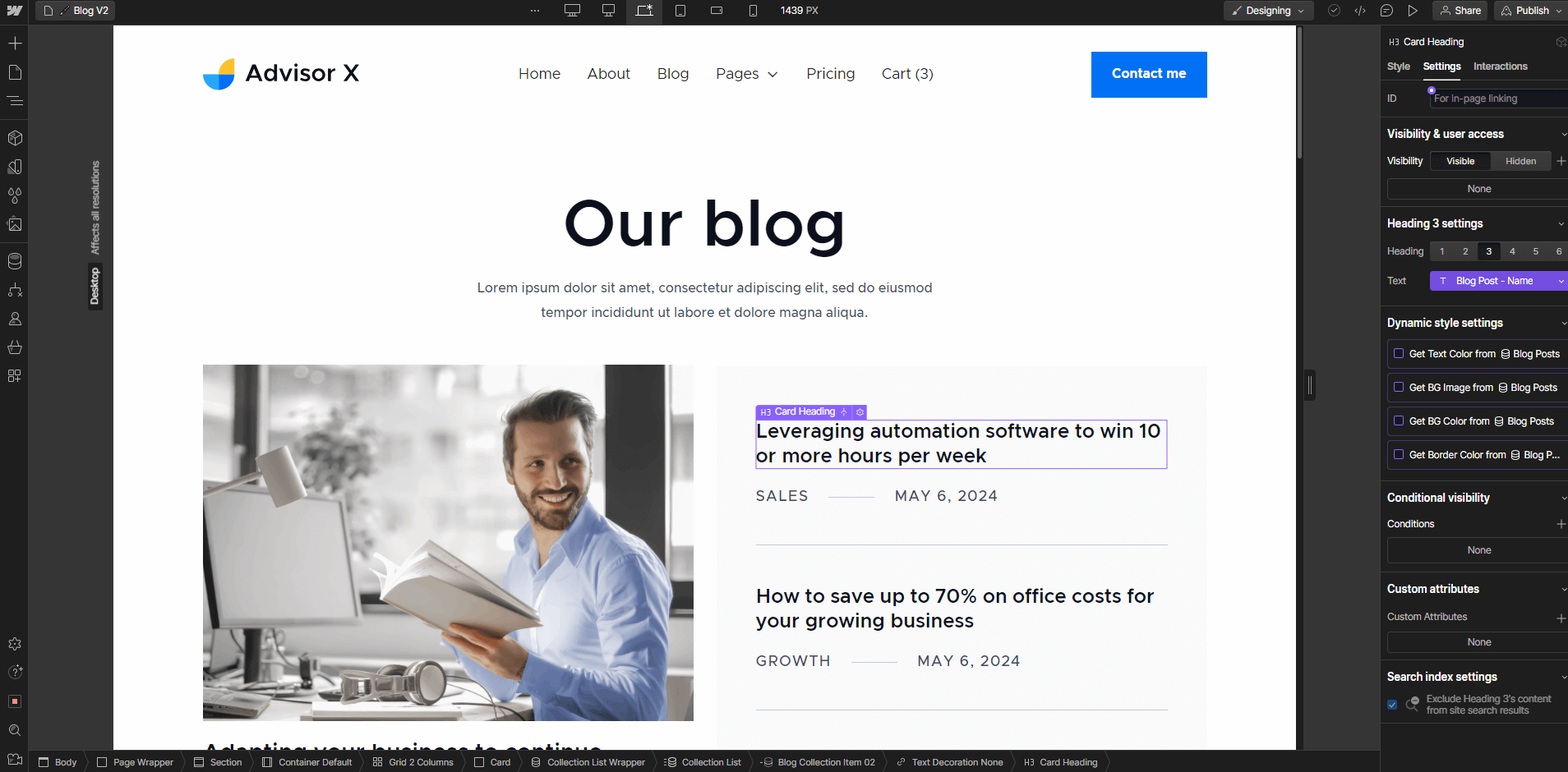 CMS Content - Advisor X Webflow Template