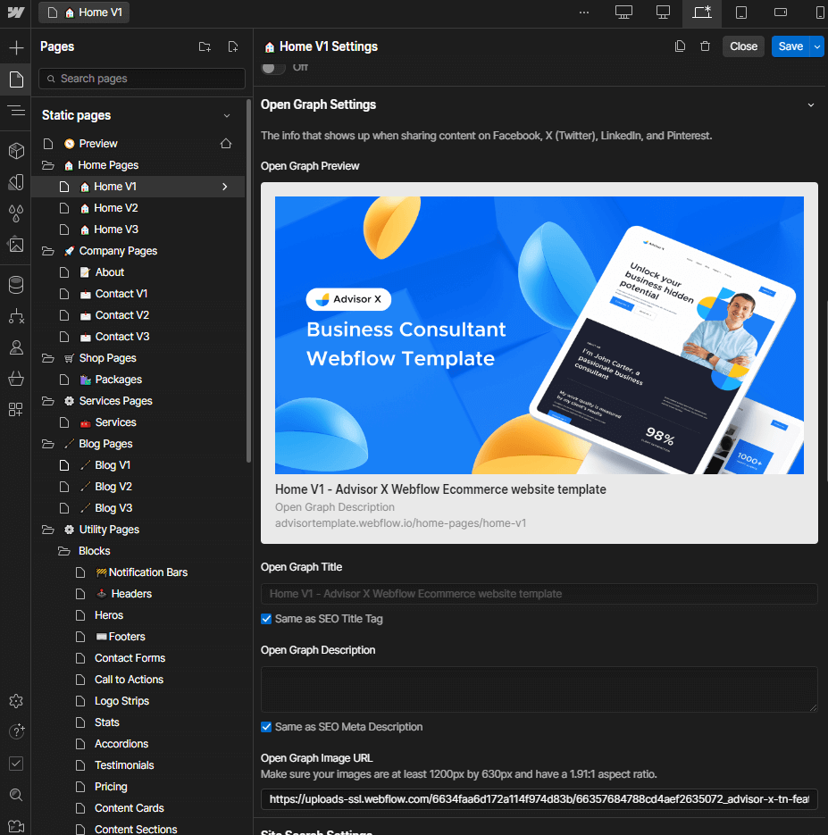 SEO - Advisor X Webflow Template