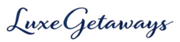 Luxe Getaways text logo in cursive style.