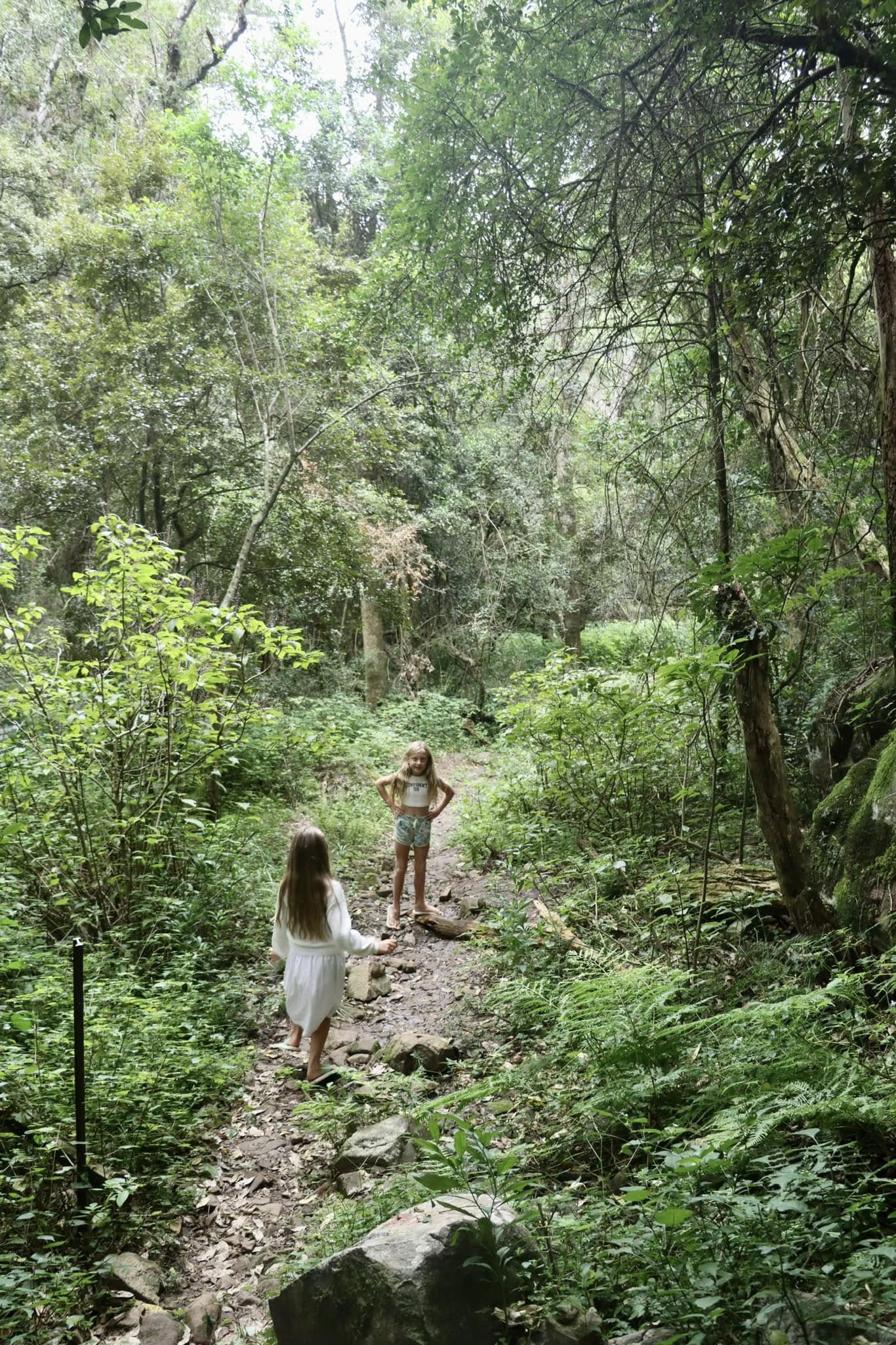 Twins Issa and Mads on the trails, Hogsback