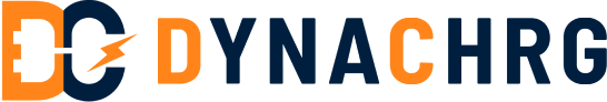 Dynachrg company logo combining orange and dark blue letters.
