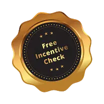 Gold seal badge with black center displaying the text 'Free Incentive Check'.
