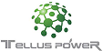 Tellus Power logo with a green and gray connected dots globe design.