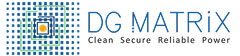 DG Matrix logo featuring a square pattern with blue and green dots and the text 'DG MATRIX Clean Secure Reliable Power'.