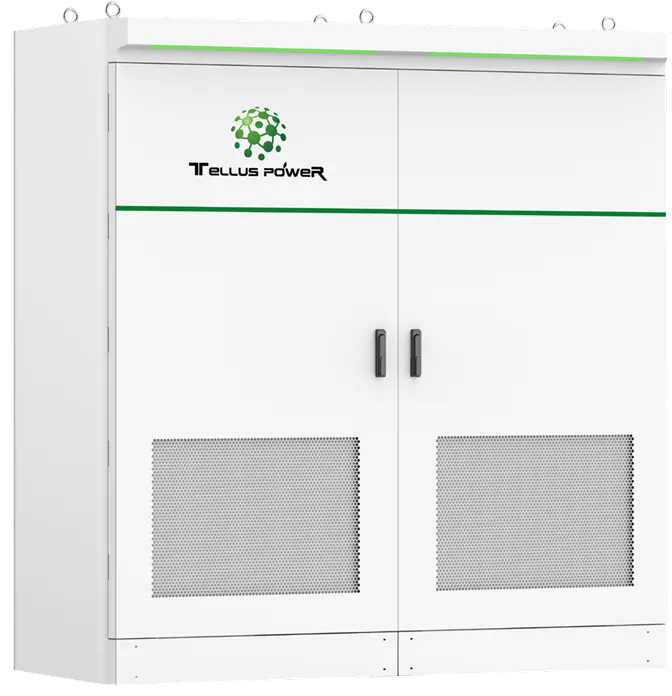 White Tellus Power electrical cabinet with dual doors and ventilation panels at the bottom.