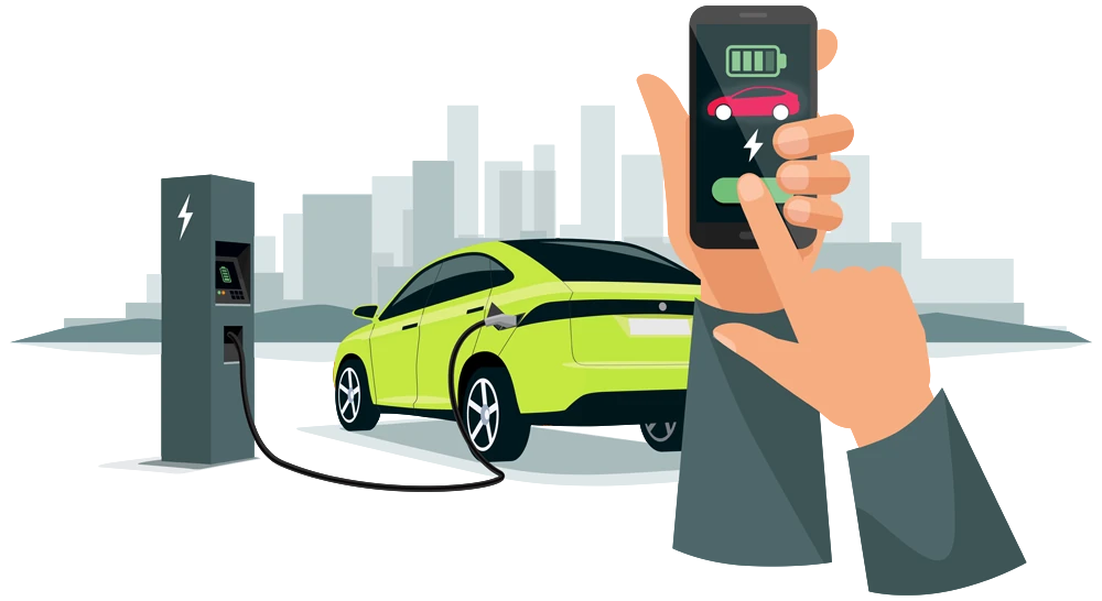 Electric car charging illustration