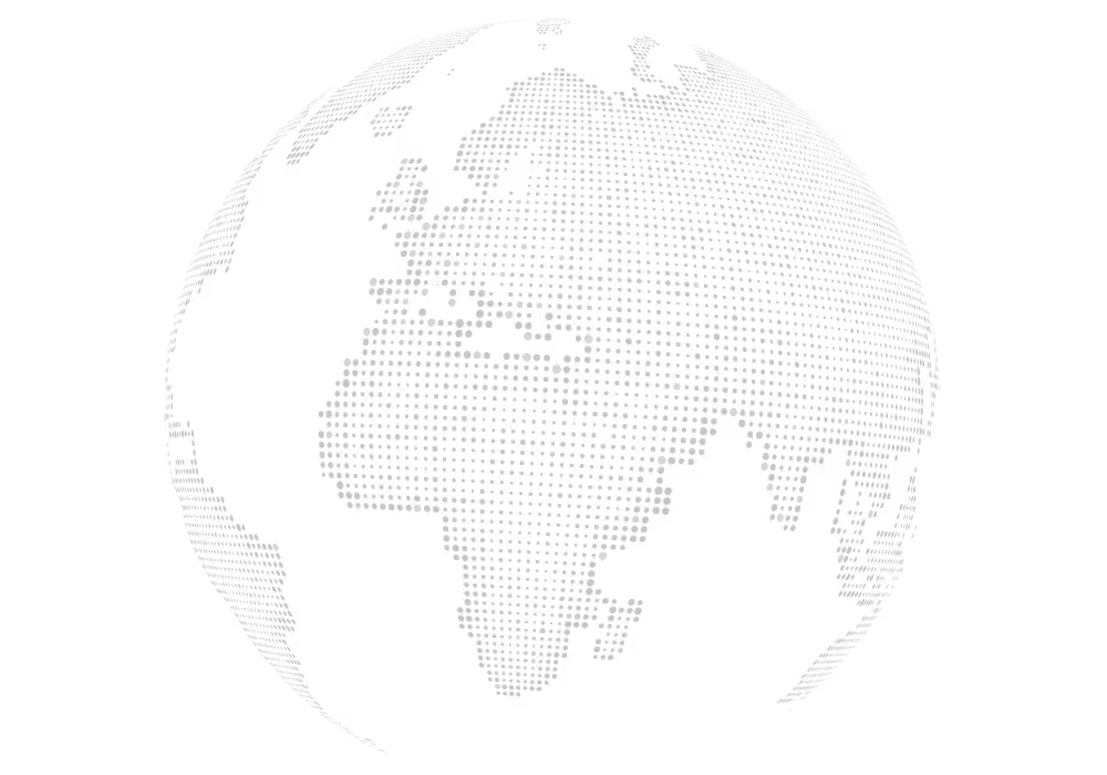 Digital globe showing a dot matrix representation of the Earth's continents, focusing on Africa, Europe, and Asia on a black background.
