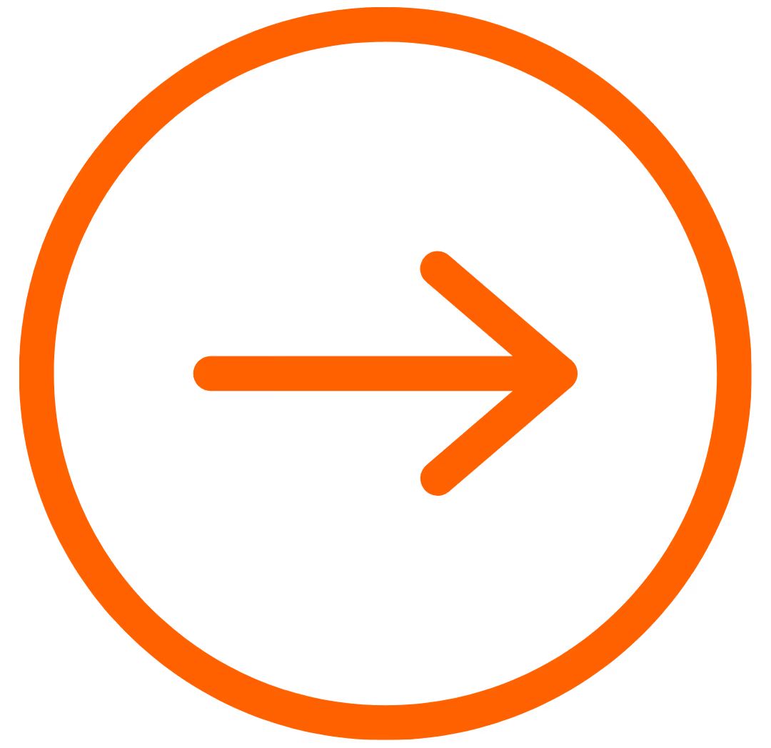 Orange right arrow inside an orange circle on a black background.