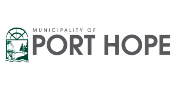 Logo of the Municipality of Port Hope featuring a green arch with a stylized lighthouse inside and the text 'Municipality of Port Hope'.