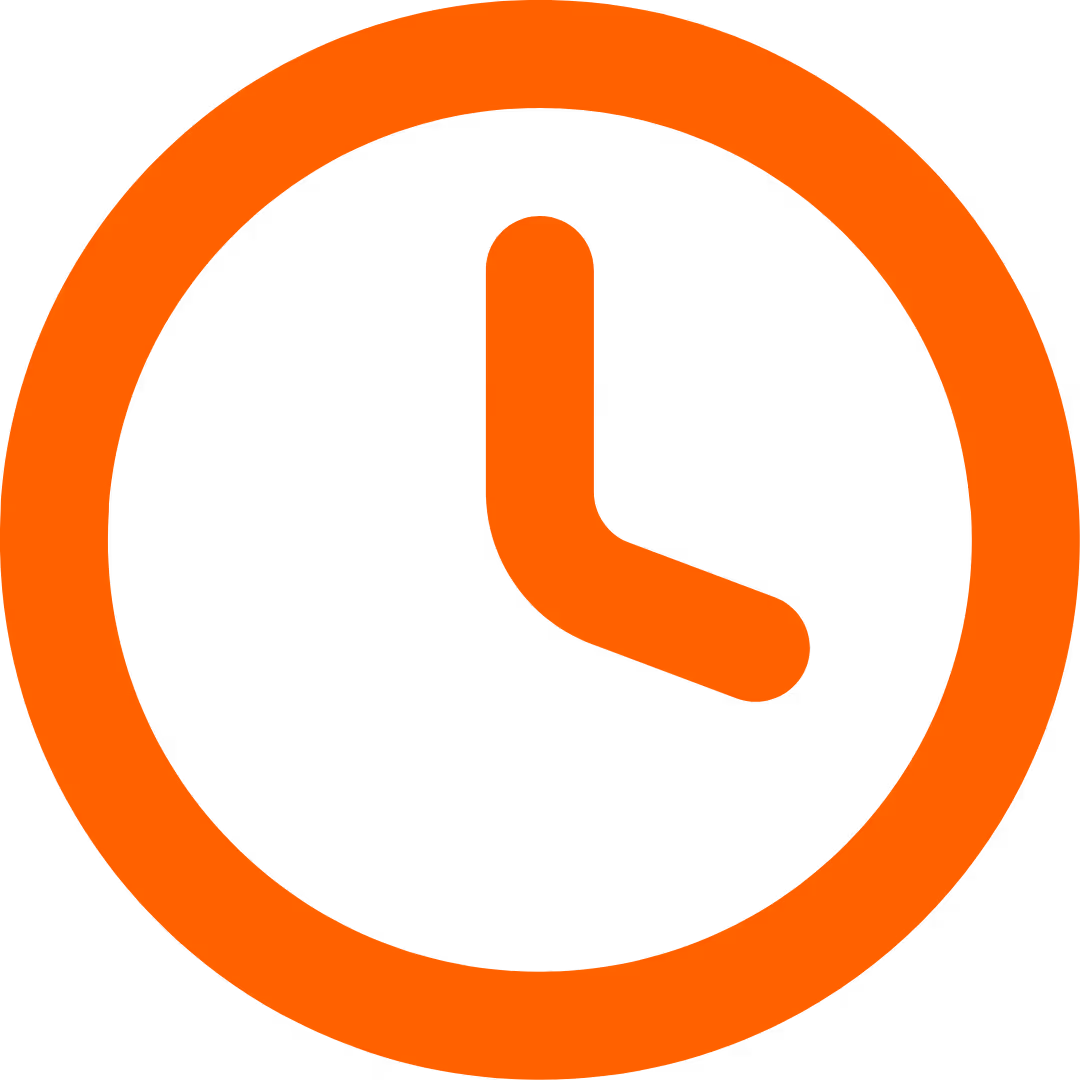 Orange clock icon showing the time as 3:00.
