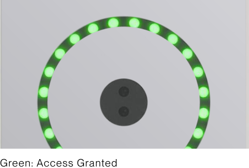 Green LED ring — access granted status indication