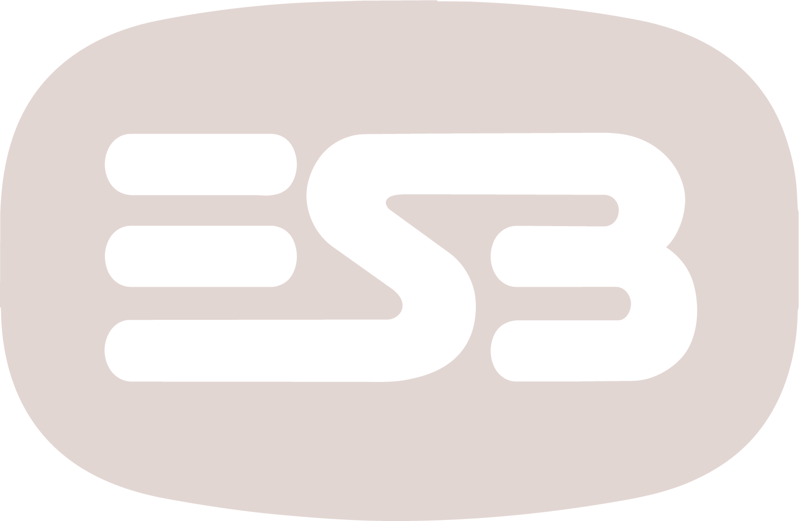White stylized letters ESB inside a rounded beige rectangular background.