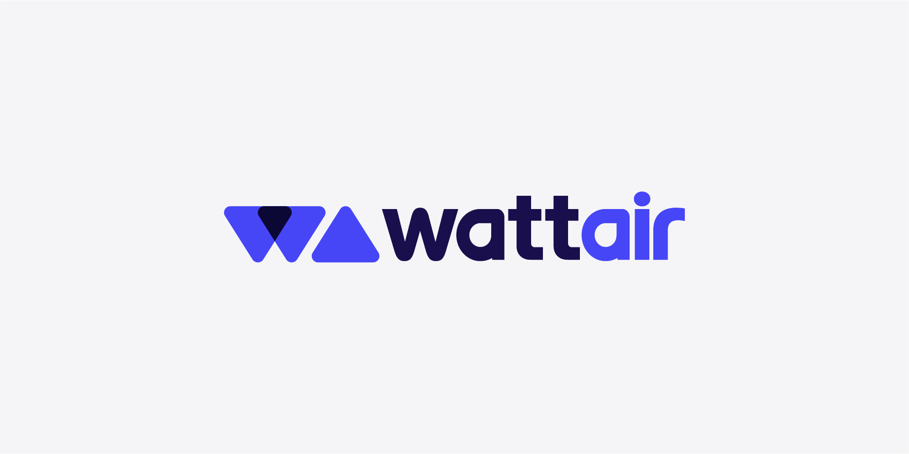 Wattair logo with stylized blue and black geometric shapes and text on pale background.