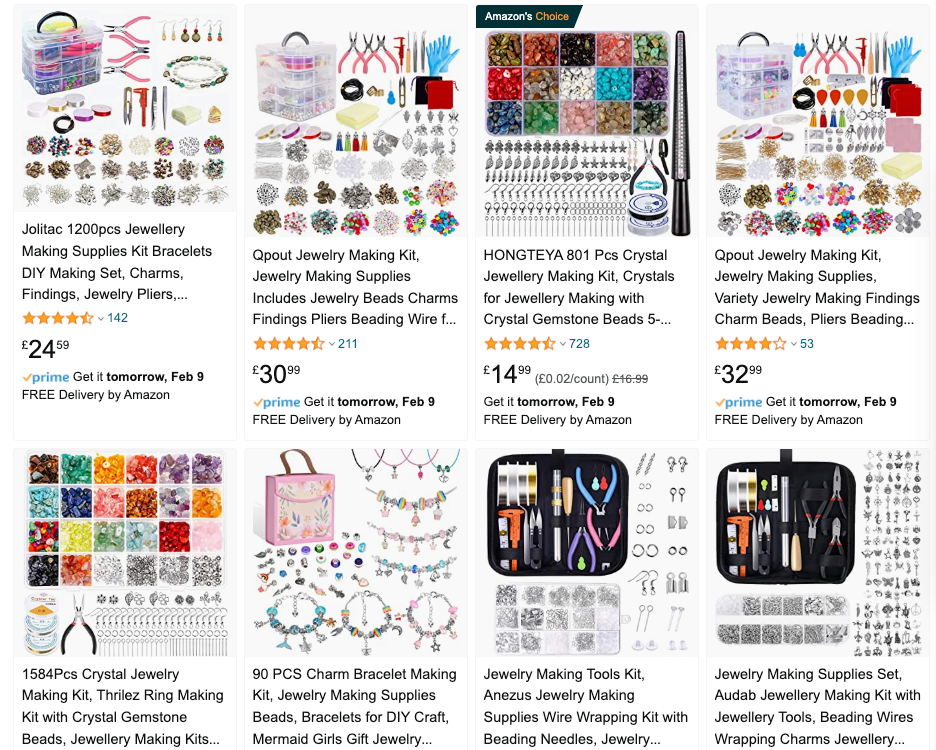 Product photo of a jewelry-making kit