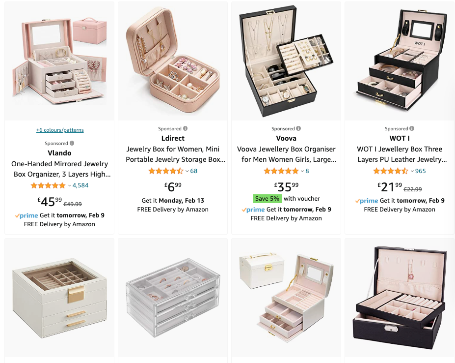 Product photo of a jewelry box