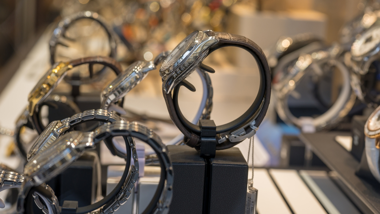 Watch display stands holding watches upright