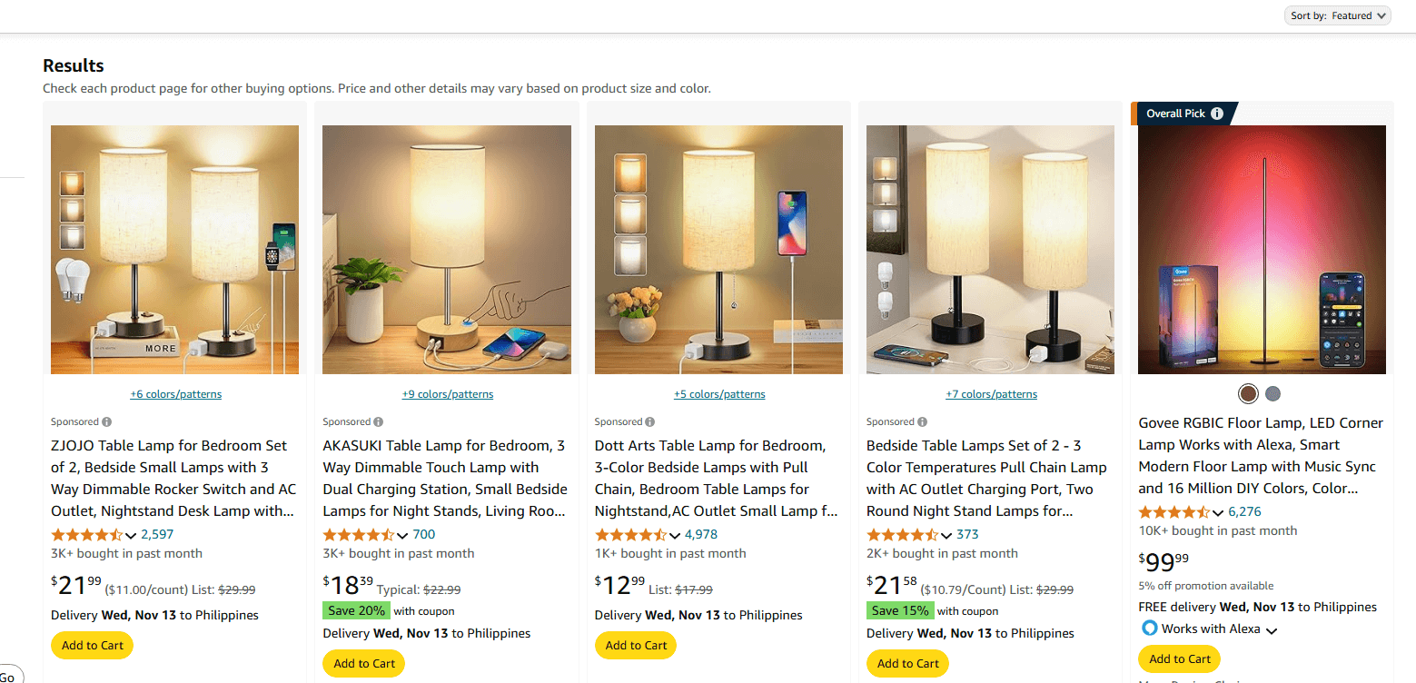 Lamp product example carried forward from the live article