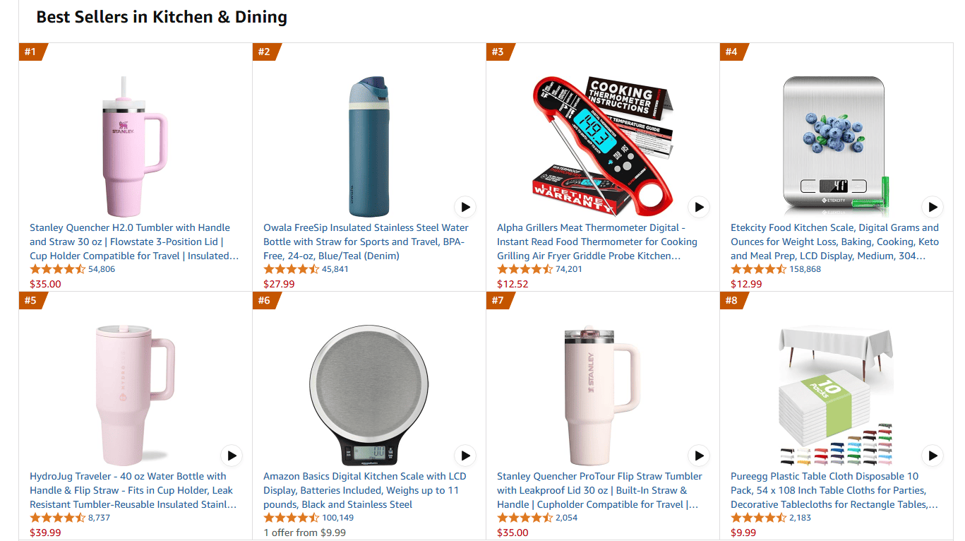 A kitchen counter with cookware, utensils, and dining accessories