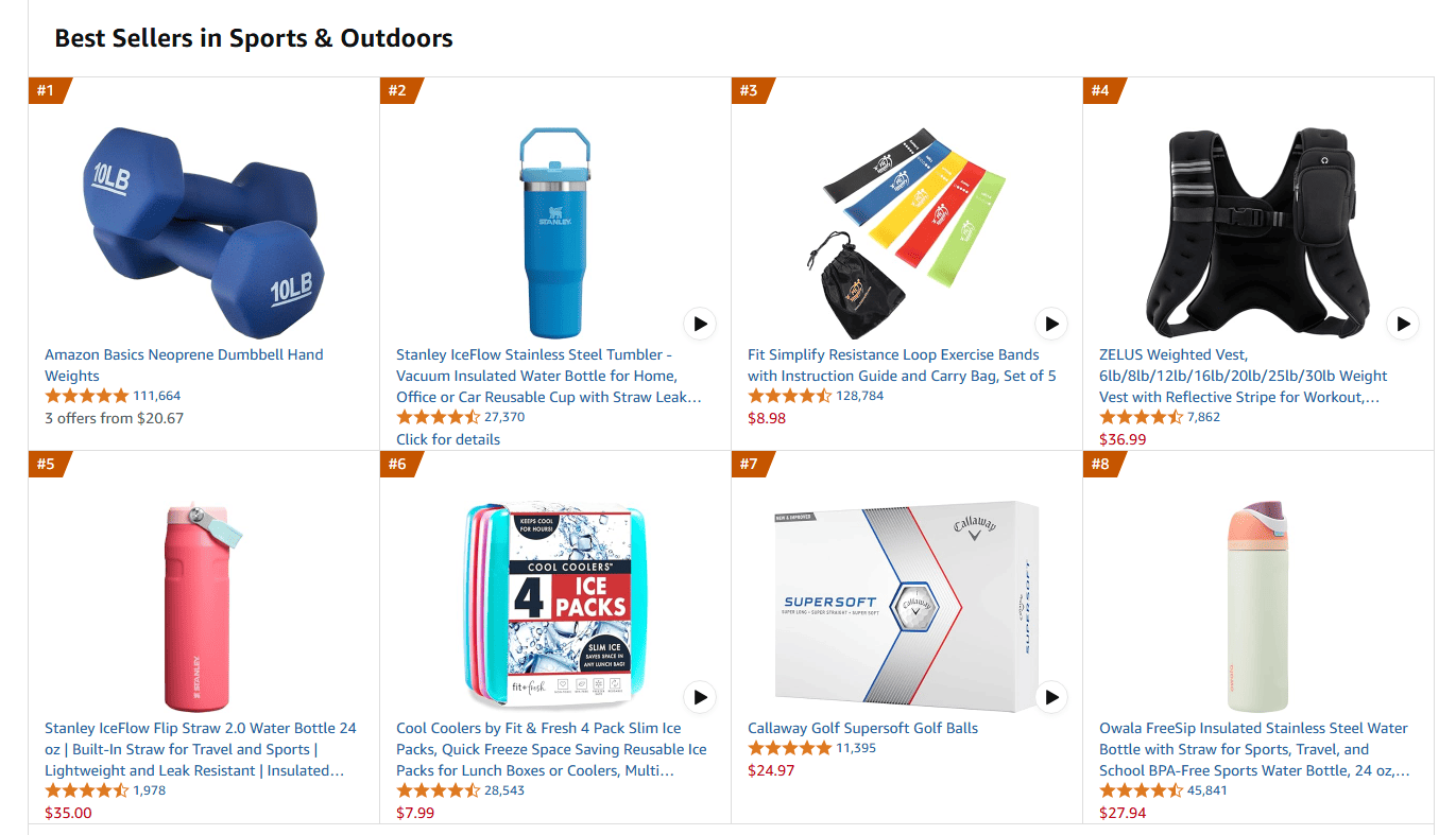 Sports equipment and outdoor fitness accessories laid out together