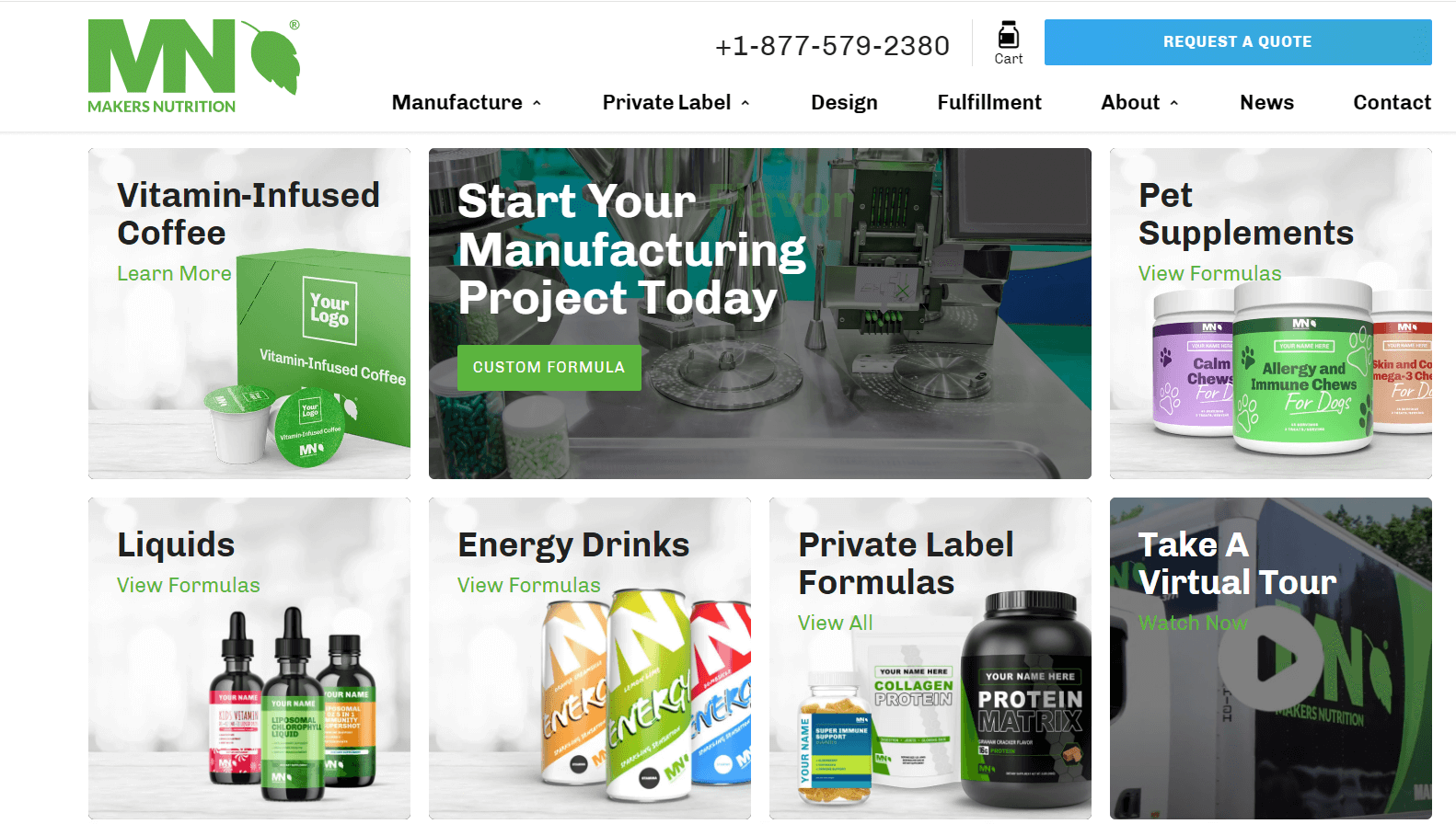 Makers Nutrition supplement production and fulfillment page