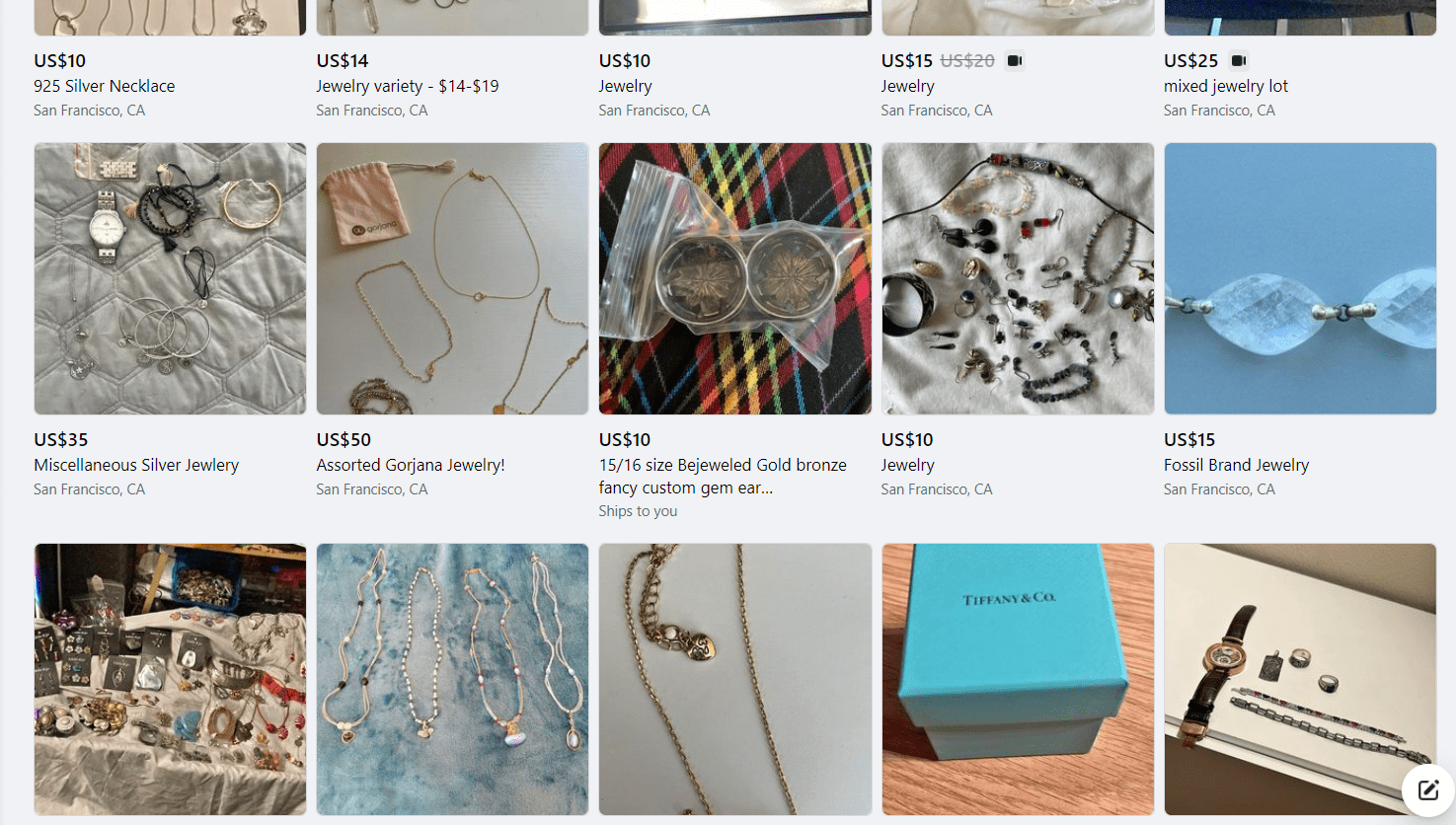 Non-precious jewelry shown as a lightweight Facebook Marketplace candidate