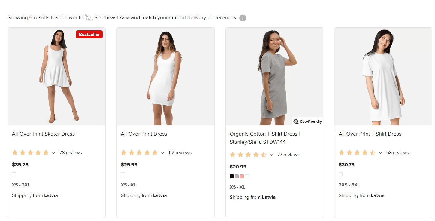 Printful clothing customization page