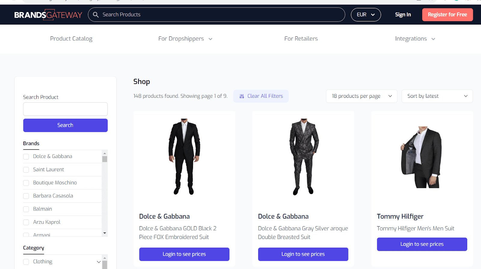 BrandsGateway luxury fashion catalog
