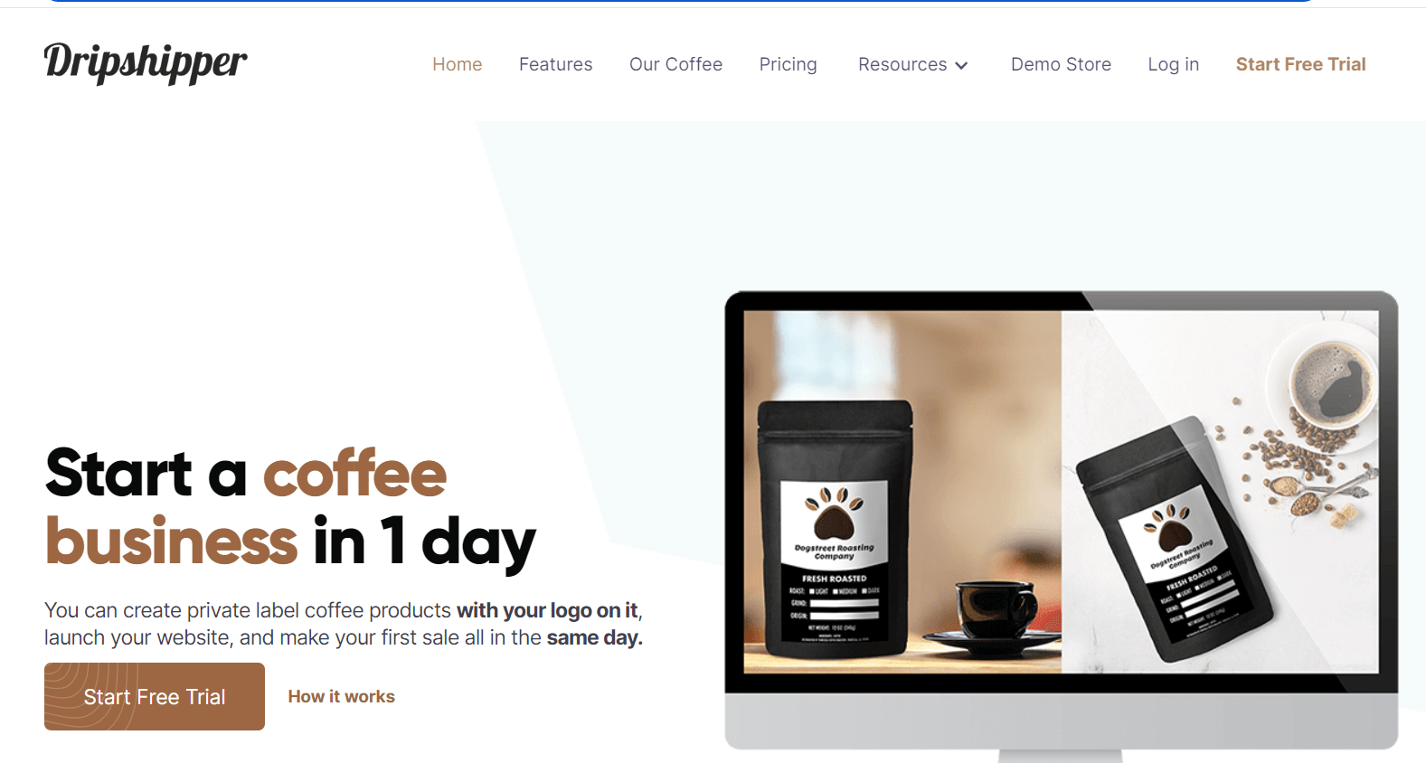 Dripshipper private-label coffee supplier page
