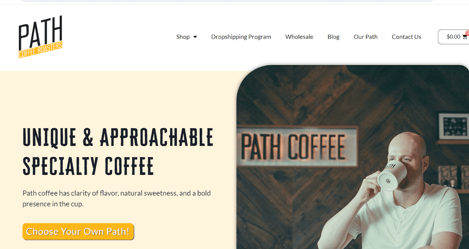 Coffee dropshipping page for Path