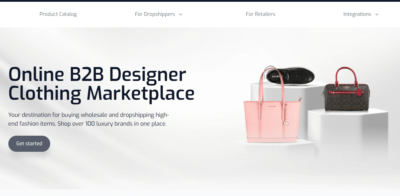 BrandsGateway homepage showing its designer-fashion dropshipping offer